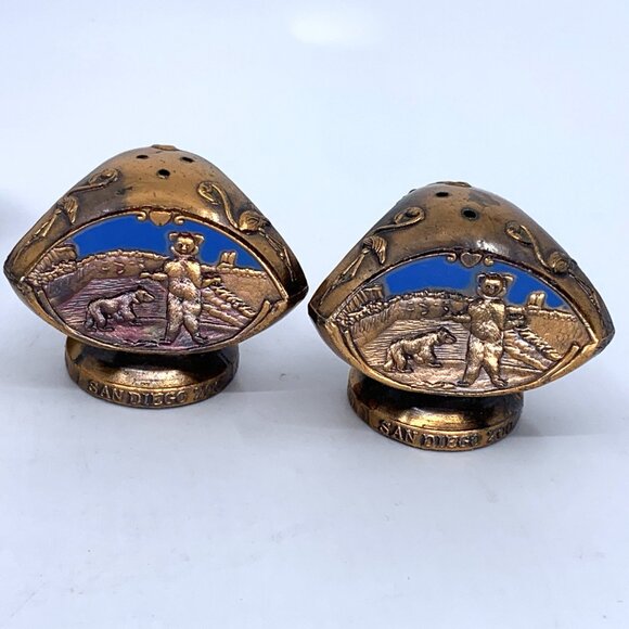 2 Sets Souvenir Salt Pepper Shakers San Diego Zoo San Francisco Cable Cars Vtg - Picture 3 of 10